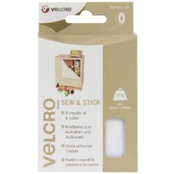Auto-agrippant à coudre et à coller de la marque VELCRO® - Blanc - 20mm x 1 m