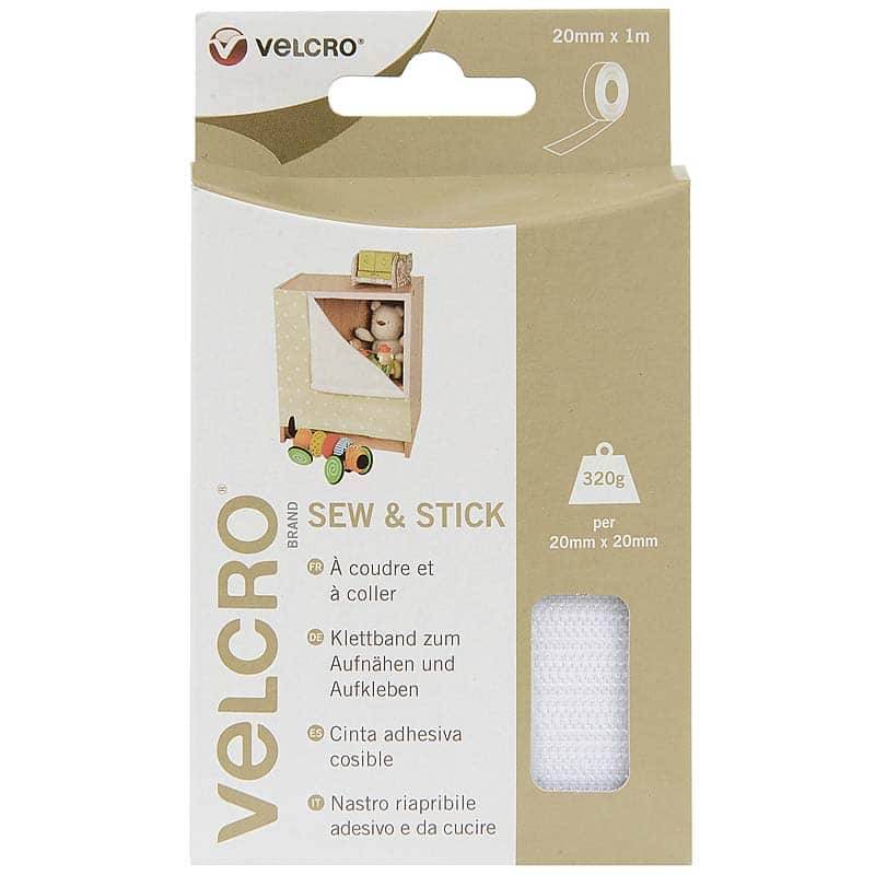 Auto-agrippant à coudre et à coller de la marque VELCRO® - Blanc - 20mm x 1 m