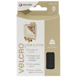 Auto-agrippant à coudre et à coller de la marque VELCRO® - Noir - 20mm x 1 m