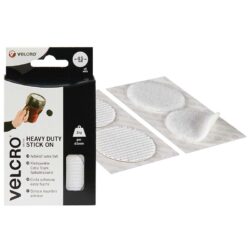 Pastilles auto-agrippantes VELCOIN® de marque VELCRO® extra-fort - Blanc - 45mm x 6past - Boucle et crochet plastique