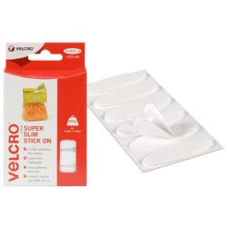 Pastilles auto-agrippantes EASY-COIN® de marque VELCRO® ovales et fines - Blanc - 12 x 35mm x 100past - Velours et champignon