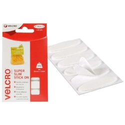 Pastilles auto-agrippantes EASY-COIN® de marque VELCRO® ovales et fines - Blanc - 12 x 35mm x 18past - Velours et champignon