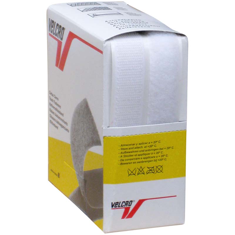 Auto-agrippant adhésif standard de la marque VELCRO® - Blanc - 20mm x 5m - boucle et crochet