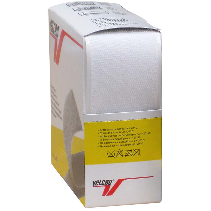 Auto-agrippant adhésif standard de la marque VELCRO® - Blanc - 50mm x 5m - crochet