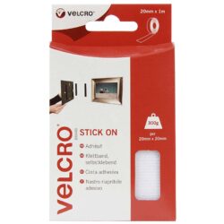 Auto-agrippant adhésif de marque VELCRO® standard - Blanc - 20mm x 1m - boucle et crochet
