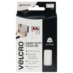 Auto-agrippant adhésif de marque VELCRO® extra fort 2 bandes - Blanc - 50mm x 0,1m - boucle et crochet plastique