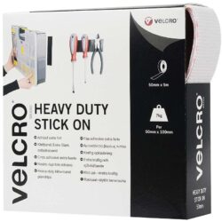 Auto-agrippant adhésif de marque VELCRO® extra fort - Noir - 50mm x 5m - boucle et crochet plastique