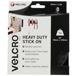 Auto-agrippant adhésif de marque VELCRO® extra fort - Noir - 50mm x 2,5m - boucle et crochet plastique