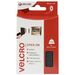 Auto-agrippant adhésif de marque VELCRO® standard - Noir - 20mm x 1m - boucle et crochet