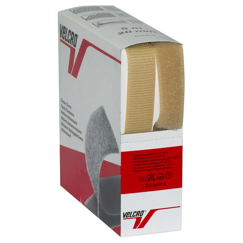 Auto-agrippant à coudre de marque VELCRO® - beige - 20mm x 5m - boucle et crochet