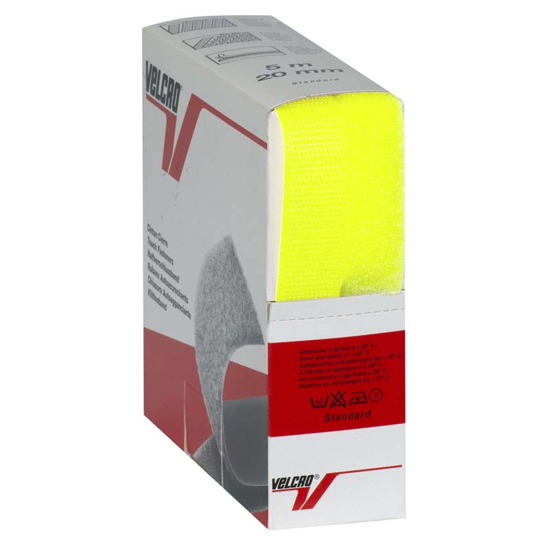 Auto-agrippant à coudre de marque VELCRO® - Jaune fluo - 20mm x 5m - boucle et crochet