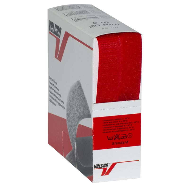 Auto-agrippant à coudre de marque VELCRO® - rouge - 20mm x 5m - boucle et crochet