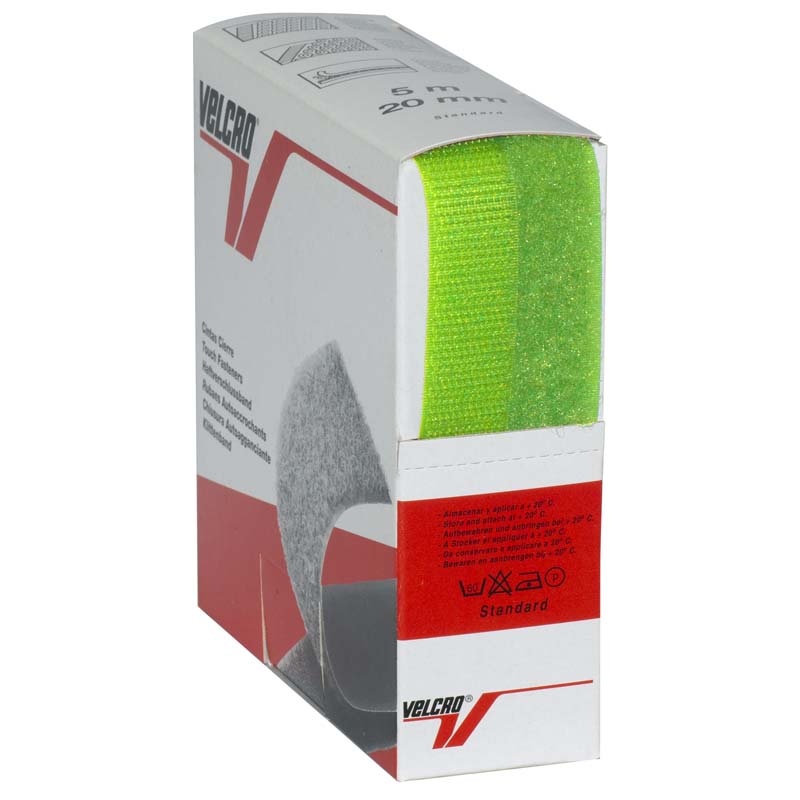 Auto-agrippant à coudre de marque VELCRO® - vert fluo - 20mm x 5m - boucle et crochet