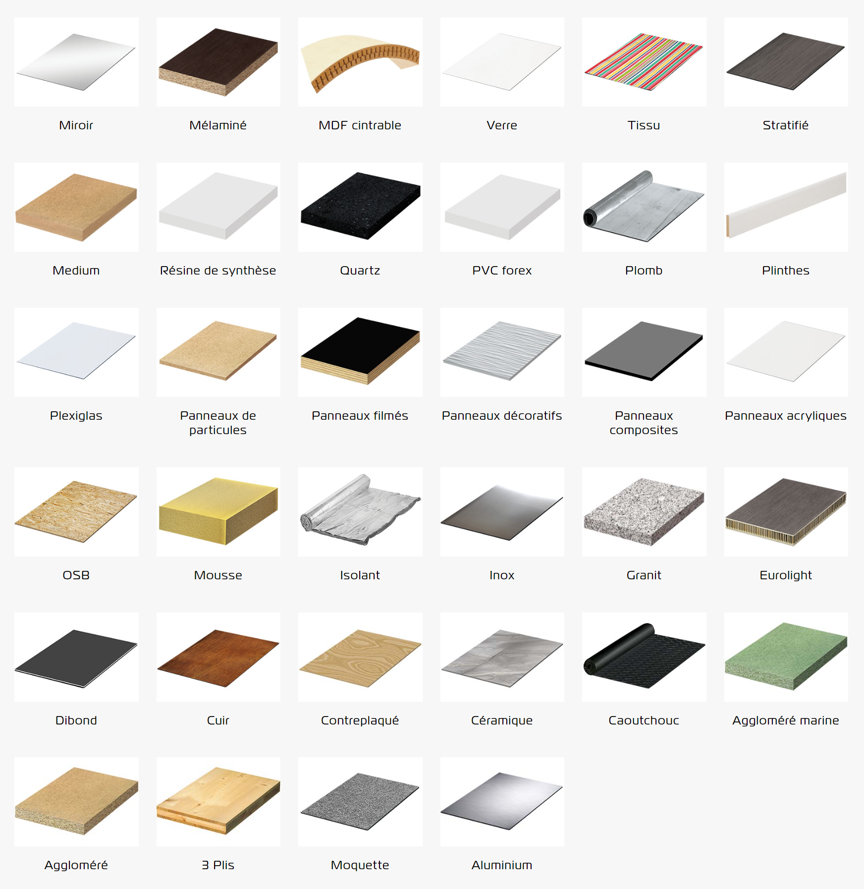 Liste des matériaux collables avec la stratogrip s110