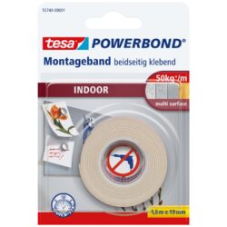 Double face - tesa® Powerbond - Spécial intérieur - multi surfaces - 1.5mx19mm