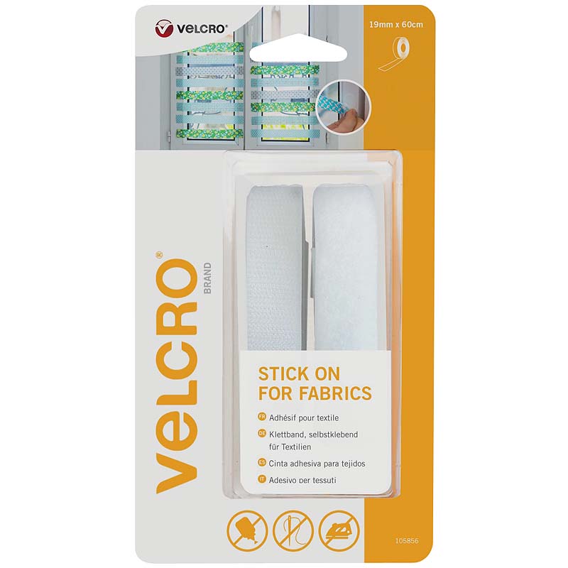 Auto-agrippant adhésif de marque VELCRO® pour tissu – blanc – 19mm x 0,6m –  boucle et crochet